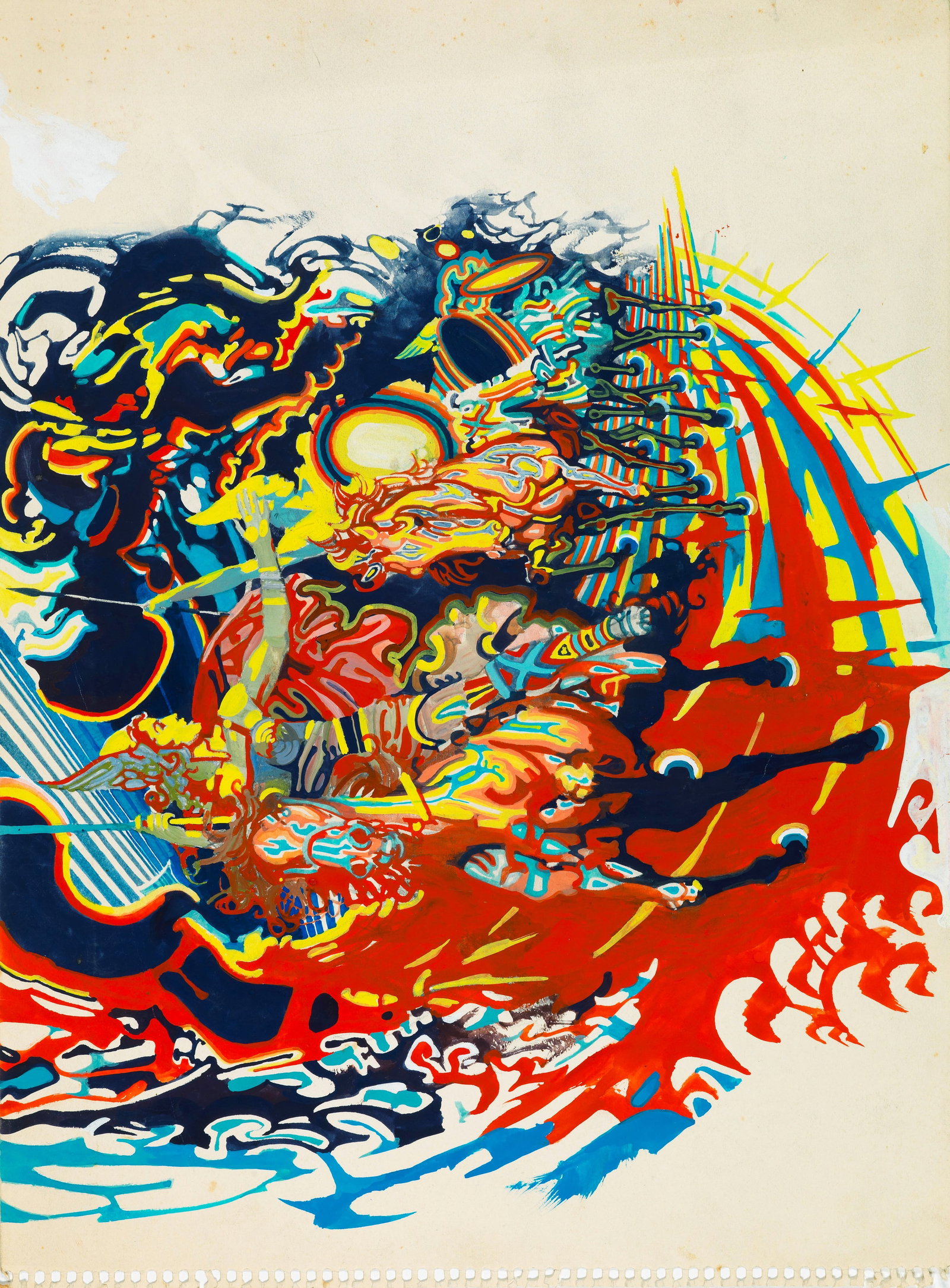 De Gaspari Giorgio - "Le Valchirie", 1980: De Gaspari Giorgio - "Le Valchirie", 1980 ITA acrilici su cartoncino, 40 x 30 cm Illustrazione originale realizzata da De Gaspari a corredo dell’articolo “Storia de futuro”, pubblic