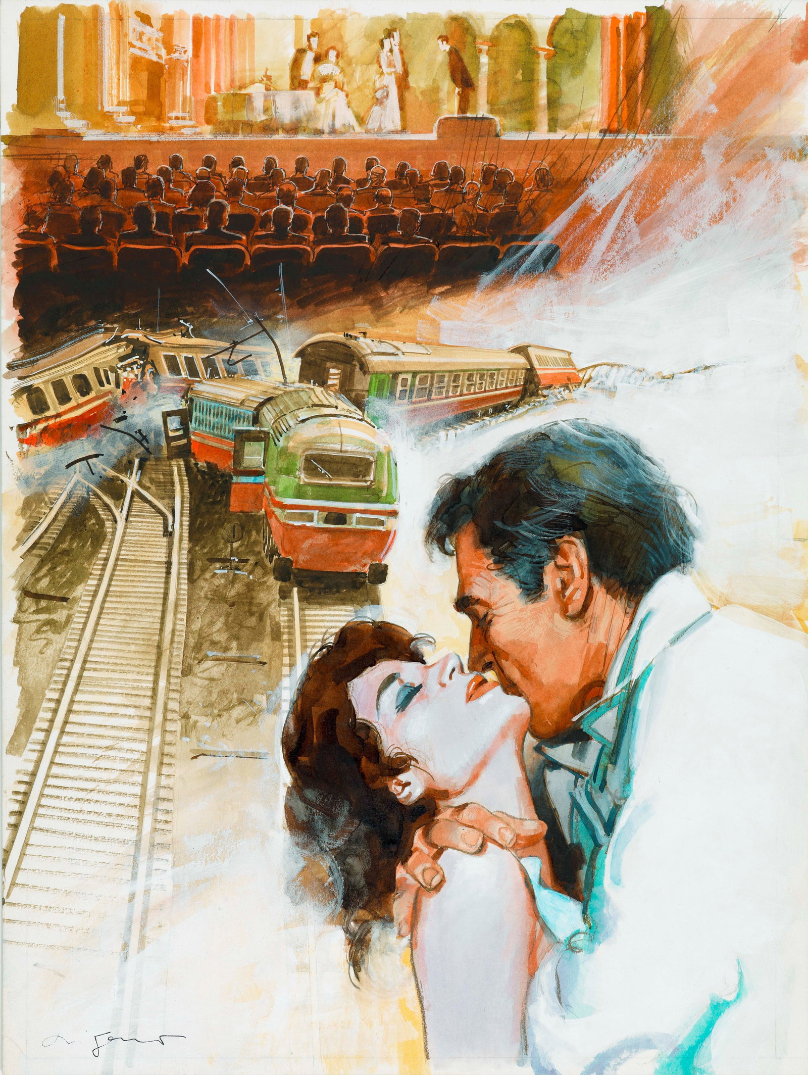 Di Gennaro Aldo - "Un gesto d‘amore", anni 90: Di Gennaro Aldo - "Un gesto d‘amore", anni 90 ITA tempera su cartone, 27,5 x 36,5 cm Originale di copertina realizzato da Di Gennaro per la rivista illustrata Notizie Letterarie, edito