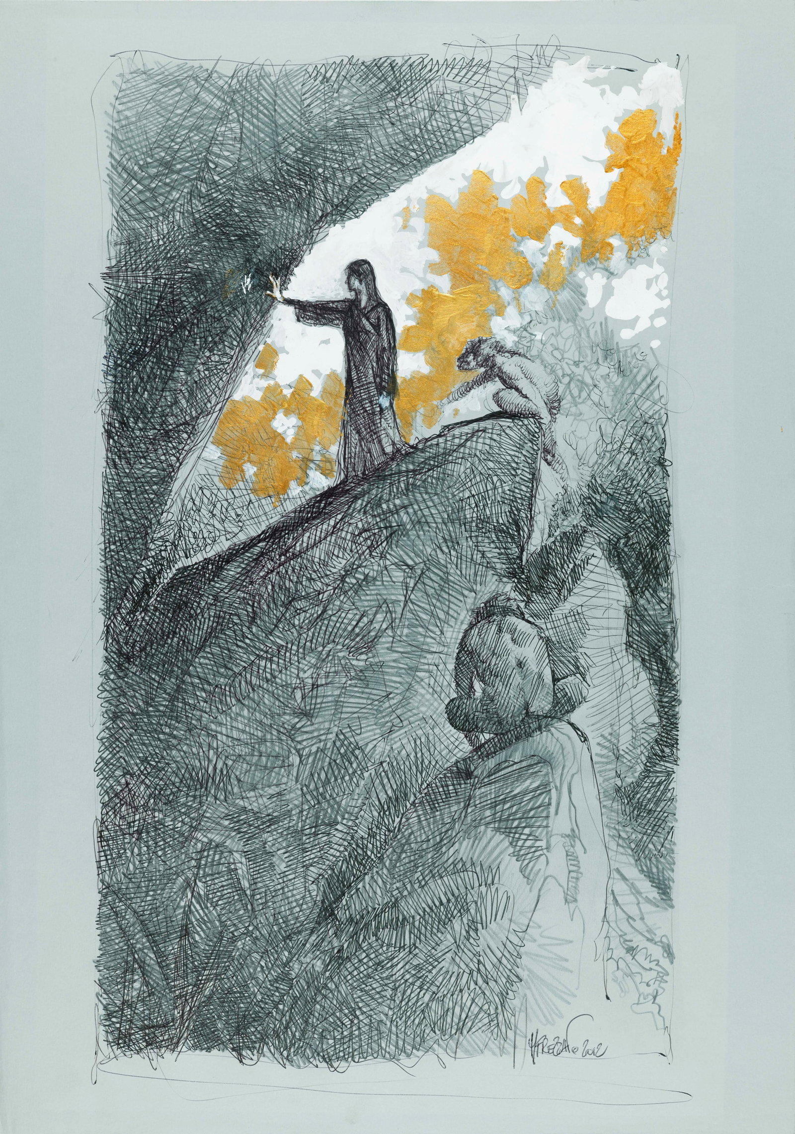 Frezzato Massimiliano - "L‘Immortale", 2012: Frezzato Massimiliano - "L‘Immortale", 2012 ITA matita, biro e tempera su cartoncino, 35 x 50 cm Illustrazione originale realizzata da Frezzato per il portfolio "L‘Immortale&#