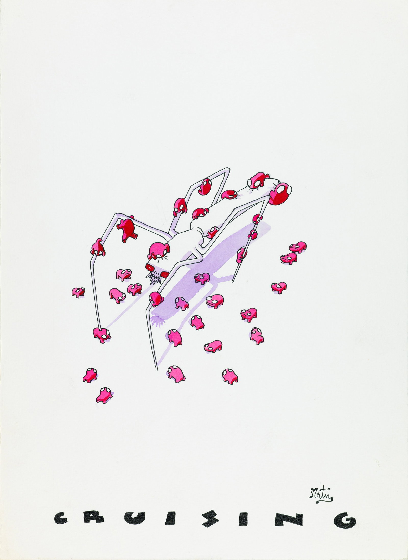 Martín Miguel Angel - "Cruising", anni 2000: Martín Miguel Angel - "Cruising", anni 2000 ITA china e acquerello su cartoncino, 27,5 x 37,5 cm Firmato.________________________________________________________________ENG ink and watercol