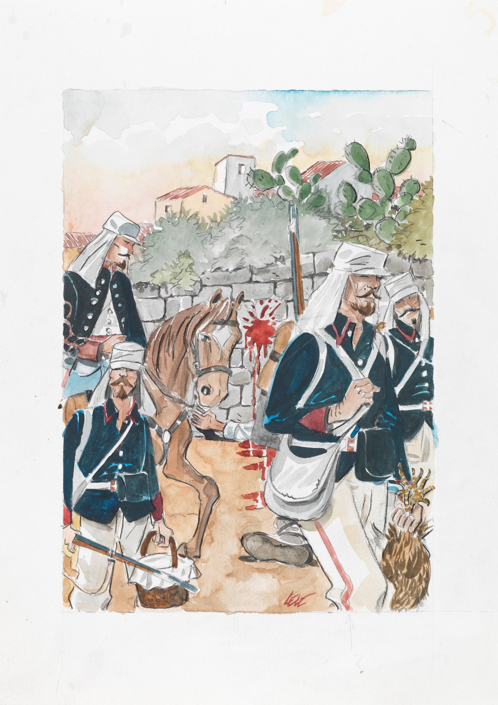 Vianello Lele - "L‘anello di zinco", 2016: Vianello Lele - "L‘anello di zinco", 2016 ITA matita, acquerello e tempera su cartoncino, 30 x 42 cm Illustrazione originale realizzata da Vianello per il volume "L‘anello di