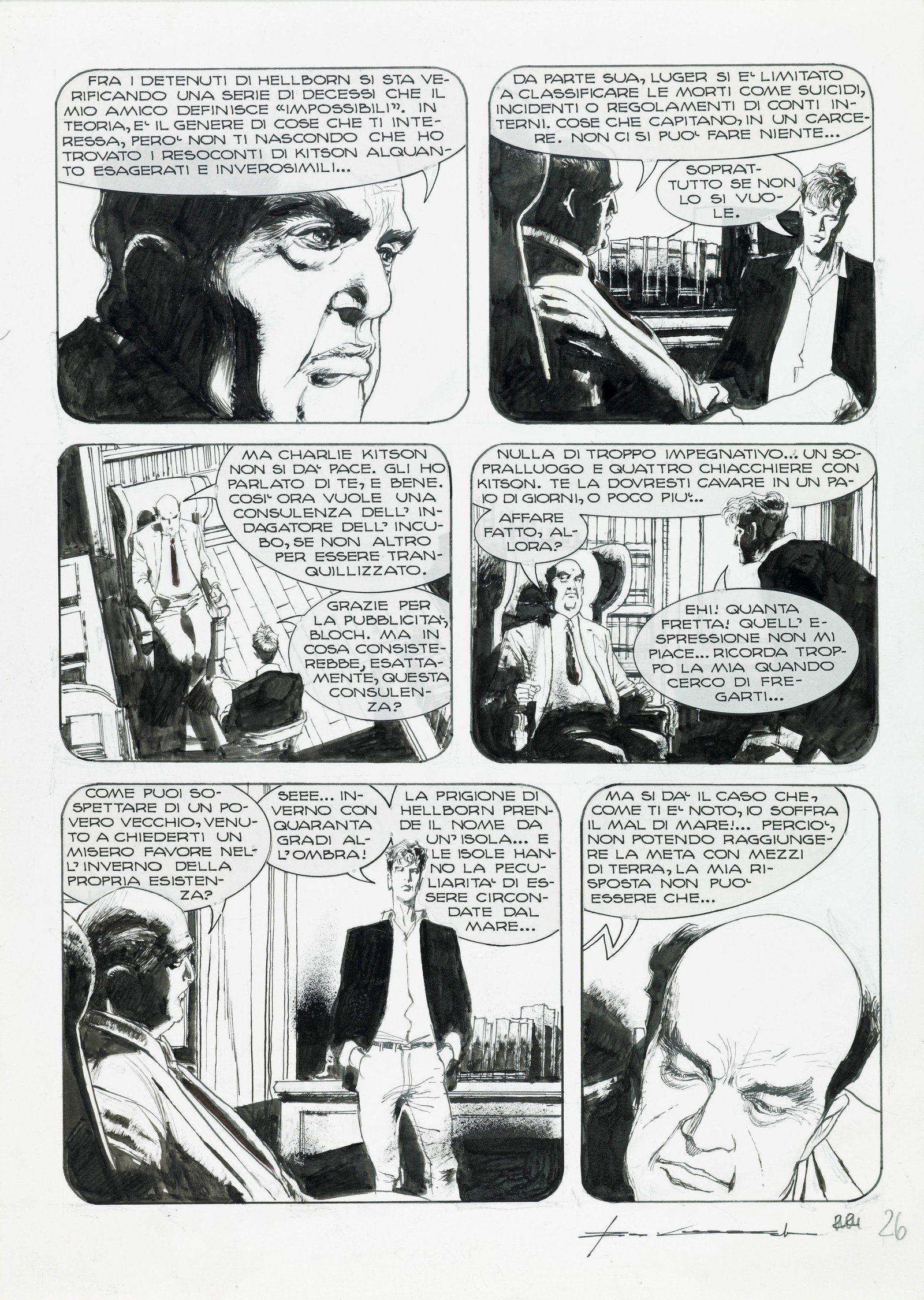 Roi Corrado - "Dylan Dog - I peccatori di Hellborn", 2001: Roi Corrado - "Dylan Dog - I peccatori di Hellborn", 2001 ITA matita e china su cartoncino, 25 x 35 cm Tavola originale realizzata da Roi per "I peccatori di Hellborn", edita su Dylan