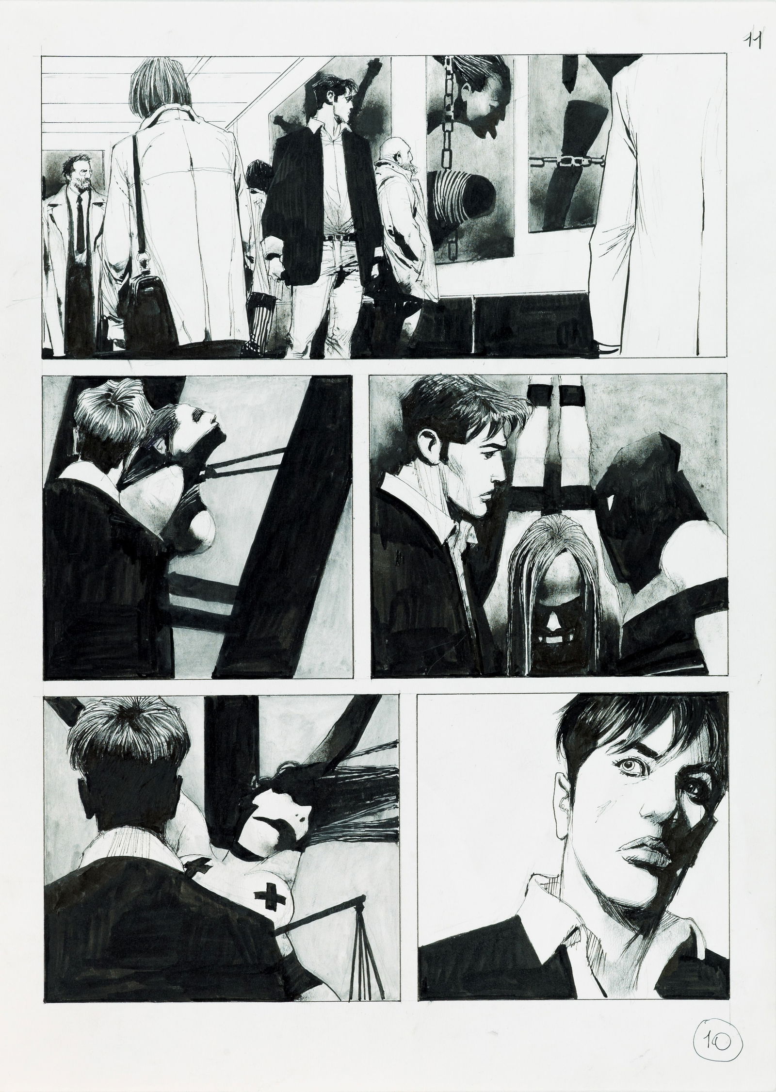 Roi Corrado - "Dylan Dog - Profondo Nero", 2018: Roi Corrado - "Dylan Dog - Profondo Nero", 2018 ITA matita, china e acquerello su cartoncino, 25 x 35 cm Tavola originale realizzata da Roi per "Profondo Nero", edita su Dylan Dog n.