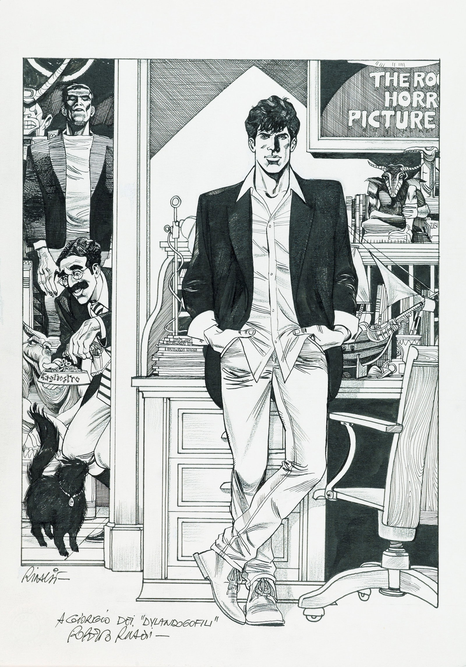 Rinaldi Roberto - "Dylan Dog ", 2013: Rinaldi Roberto - "Dylan Dog ", 2013 ITA matita e china su cartoncino, 25 x 34,5 cm Illustrazione originale realizzata da Rinaldi per la litografia ufficiale edita in occasione del Cartoomics
