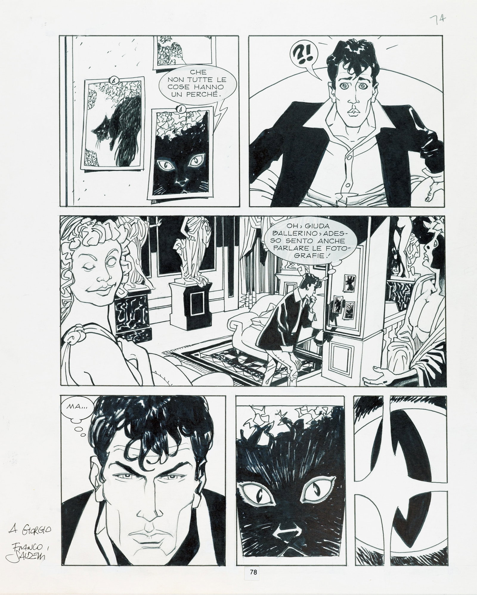 Saudelli Franco - "Dylan Dog - L‘occhio del gatto", 1996: Saudelli Franco - "Dylan Dog - L‘occhio del gatto", 1996 ITA matita e china su cartoncino, 30 x 37 cm ciascuno Coppia di 2 tavole originali realizzate da Saudelli per "L‘occhi