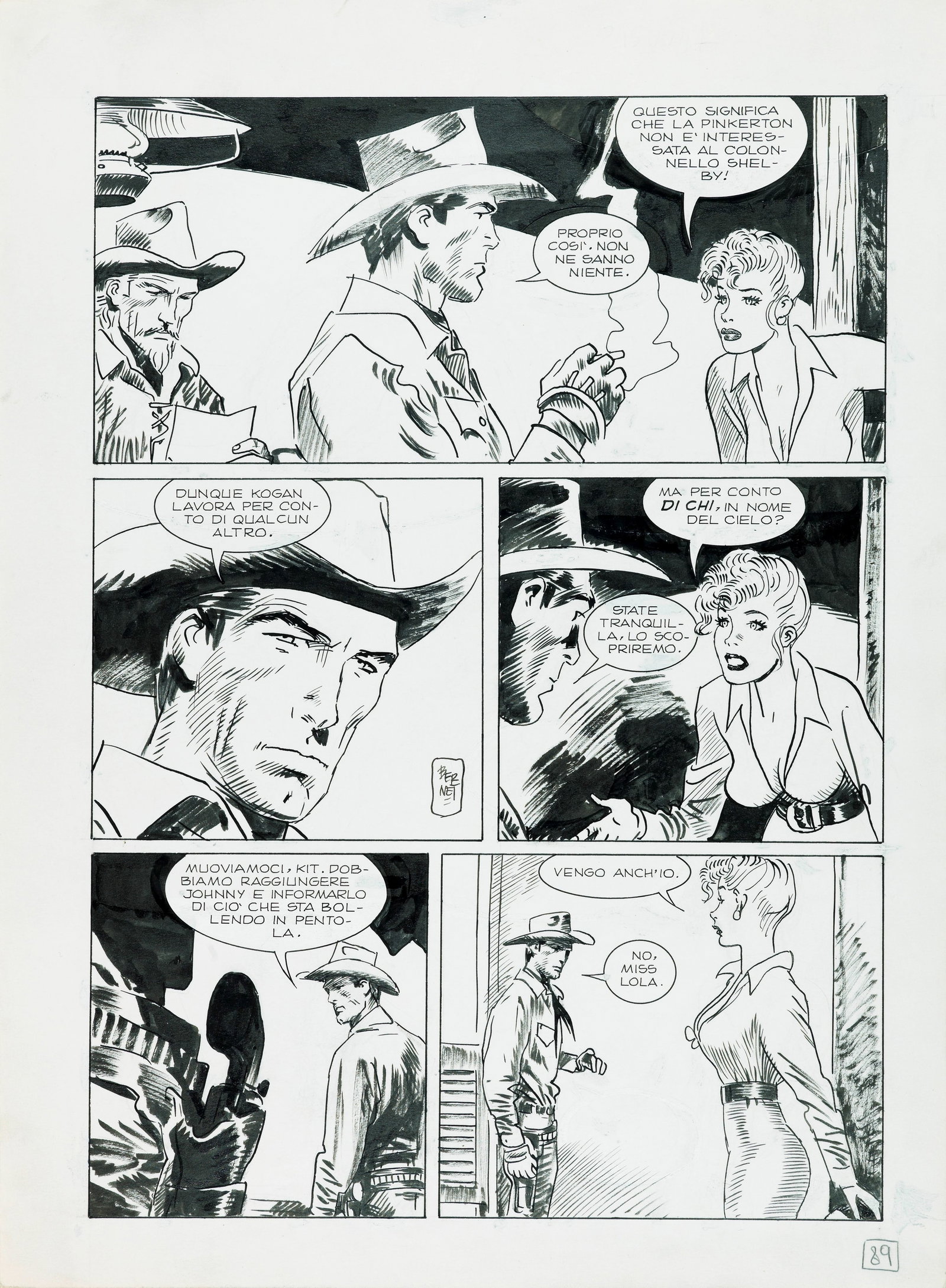 Bernet Jordi - "Tex - L‘uomo di Atlanta", 1996: Bernet Jordi - "Tex - L‘uomo di Atlanta", 1996 ITA matita e china su cartoncino, 33 x 45,5 cm Tavola originale realizzata da Bernet per "L‘uomo di Atlanta" edita sul Texon