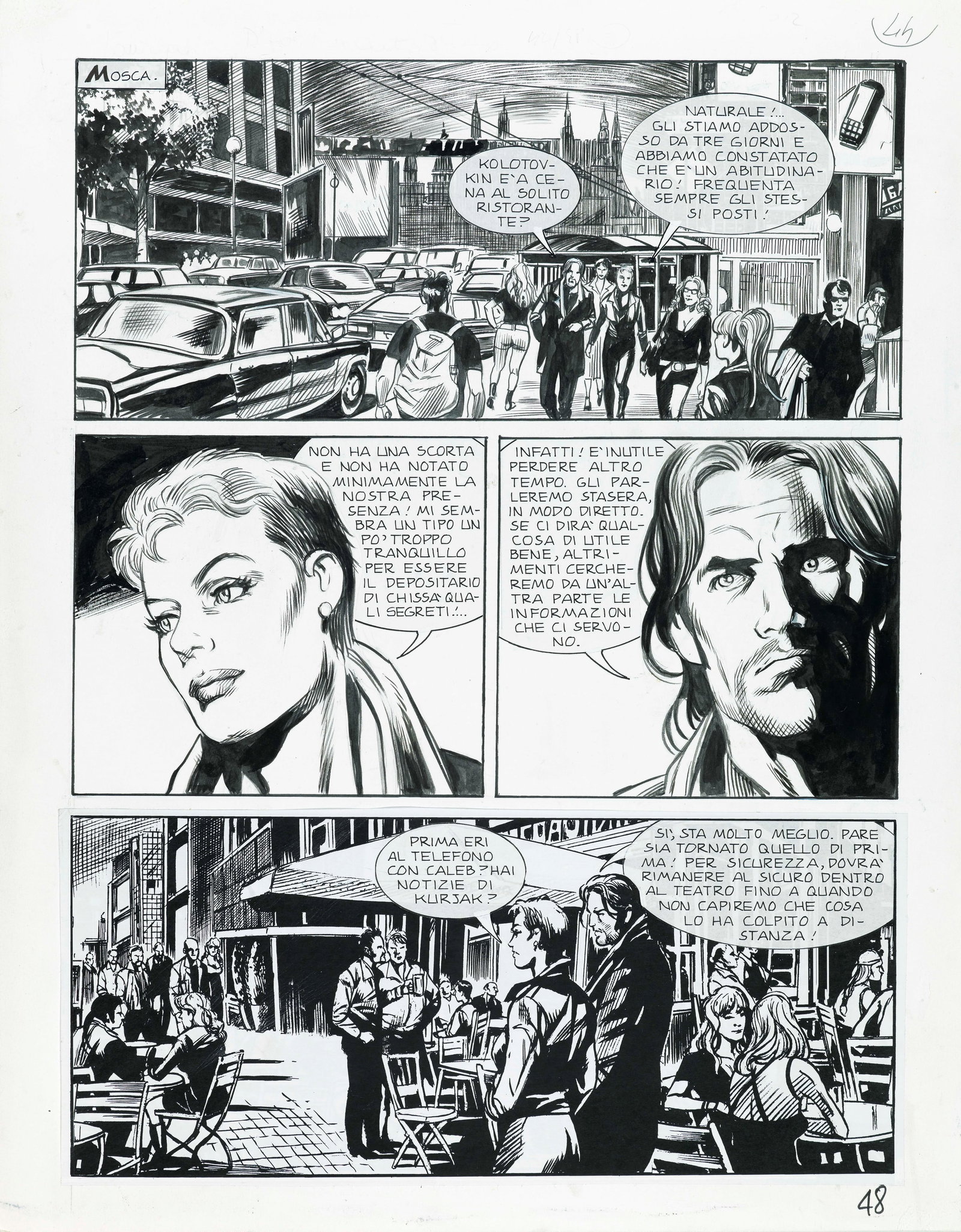 Laurenti Mauro - "Dampyr - Zarema!", 2014: Laurenti Mauro - "Dampyr - Zarema!", 2014 ITA matita e china su cartoncino, 30 x 38 cm Tavola originale realizzata da Laurenti per "Zarema!", edita su Dampyr n. 170 a pag. 48 dalla Bo