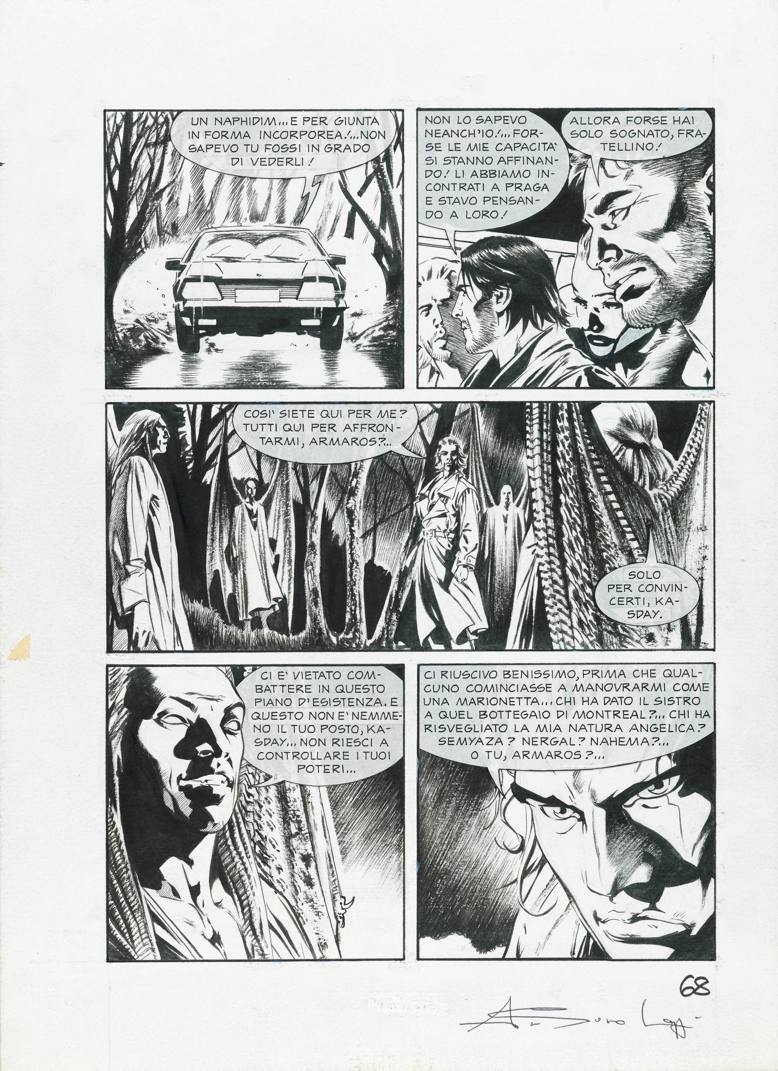 Lozzi Arturo - "Dampyr - L‘angelo ribelle", 2005: Lozzi Arturo - "Dampyr - L‘angelo ribelle", 2005 ITA matita e china su cartoncino, 24 x 33 cm Tavola originale realizzata da Lozzi per "L‘angelo ribelle", edita su Dampyr