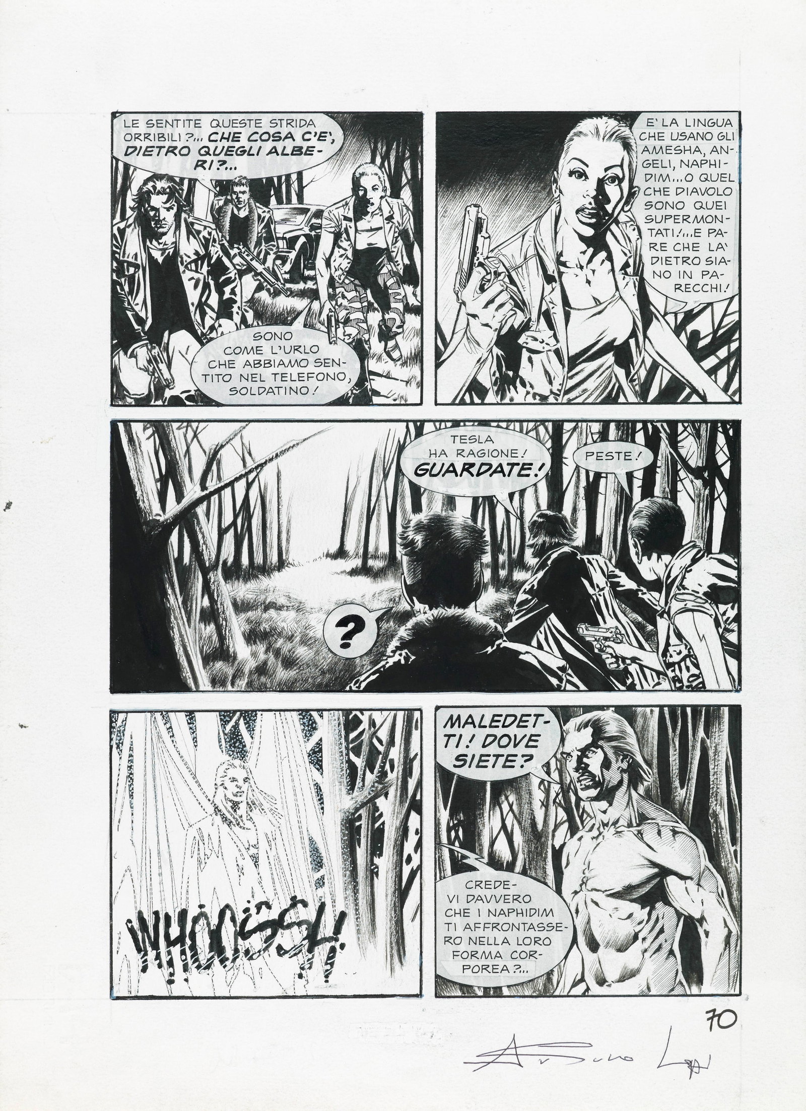 Lozzi Arturo - "Dampyr - L‘angelo ribelle", 2005: Lozzi Arturo - "Dampyr - L‘angelo ribelle", 2005 ITA matita e china su cartoncino, 24 x 33 cm Tavola originale realizzata da Lozzi per "L‘angelo ribelle", edita su Dampyr