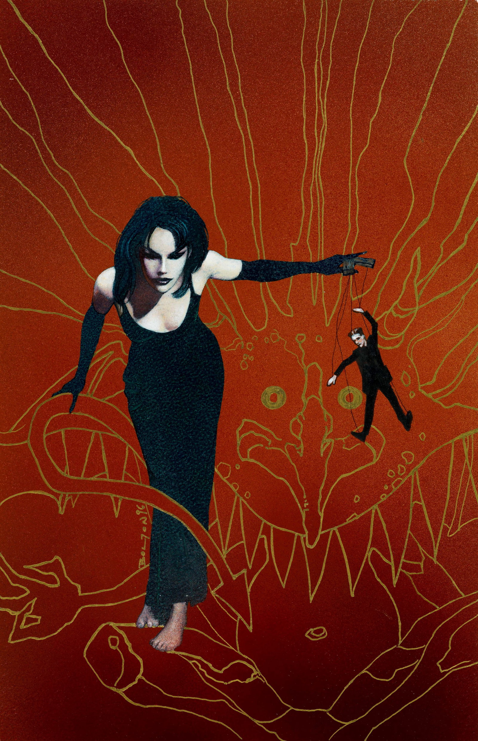 Bolton John - "Seekers into the Mystery 12", 1996: Bolton John - "Seekers into the Mystery 12", 1996 ITA tecnica mista su cartoncino, 26,5 x 41 cm Originale di copertina realizzato da Bolton per "Seekers into the Mystery" n. 12,