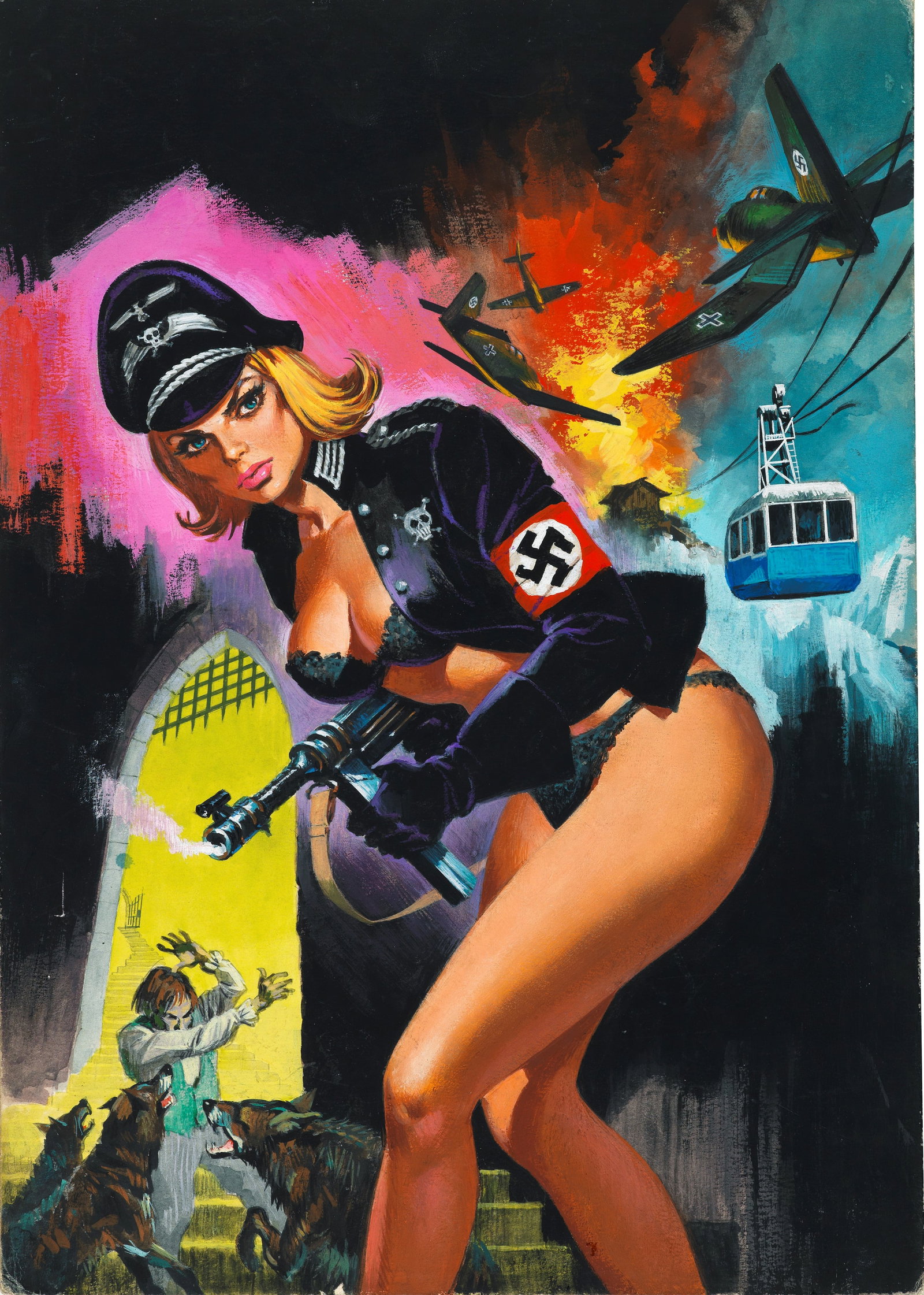 Studio Rosi - "Hessa - Da Berlino ordine di uccidere", 1970: Studio Rosi - "Hessa - Da Berlino ordine di uccidere", 1970 ITA tempera su cartone, 25 x 35 cm Originale di copertina realizzato dallo Studio Rosi per "Da Berlino ordine di uccidere",