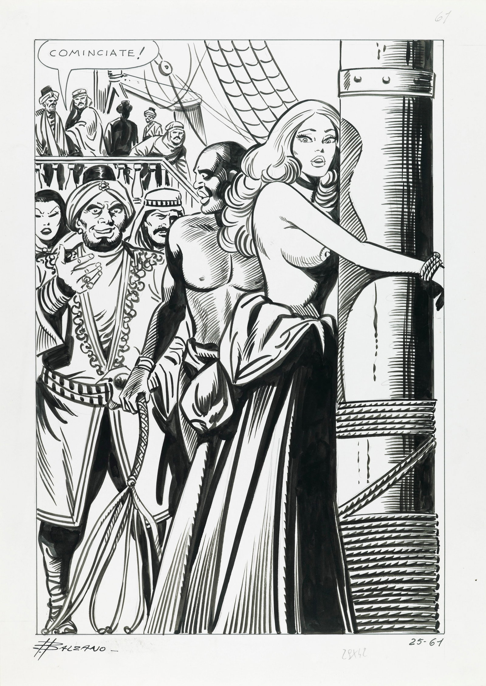 Balzano Birago - "Zora la Vampira - Vampirizzazione", anni 90: Balzano Birago - "Zora la Vampira - Vampirizzazione", anni 90 ITA matita e china su cartoncino, 30 x 42 cm Recreation originale realizzata da Balzano negli anni ‘90 per la pag. 61 dell&