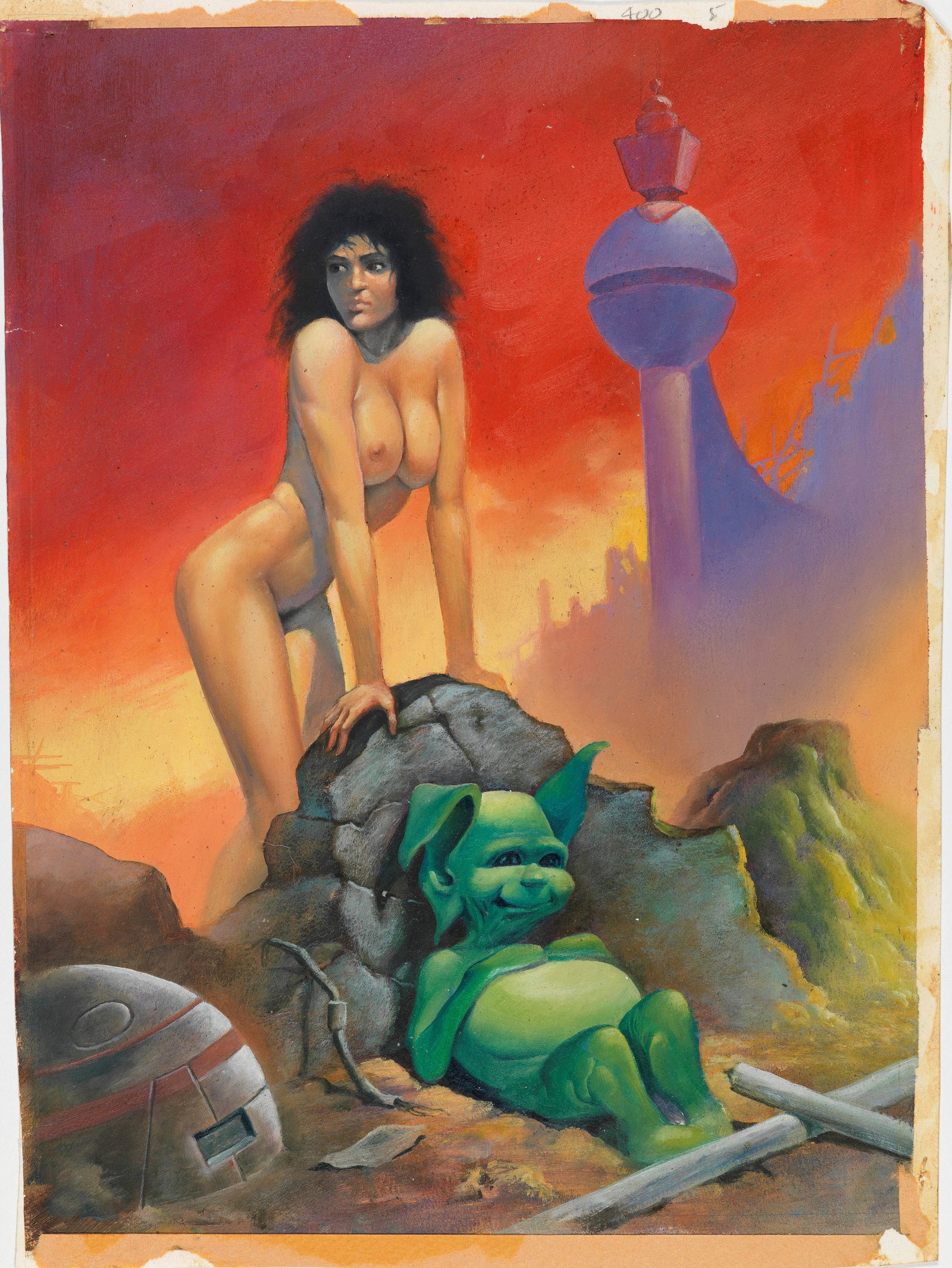 A.N.I. (Autore non identificato) - "Sexy Fantasy", anni 90: A.N.I. (Autore non identificato) - "Sexy Fantasy", anni 90 ITA tempera su cartoncino, 22,5 x 30,5 cm Illustrazione originale realizzata negli anni ‘90, probabilmente come copertina.