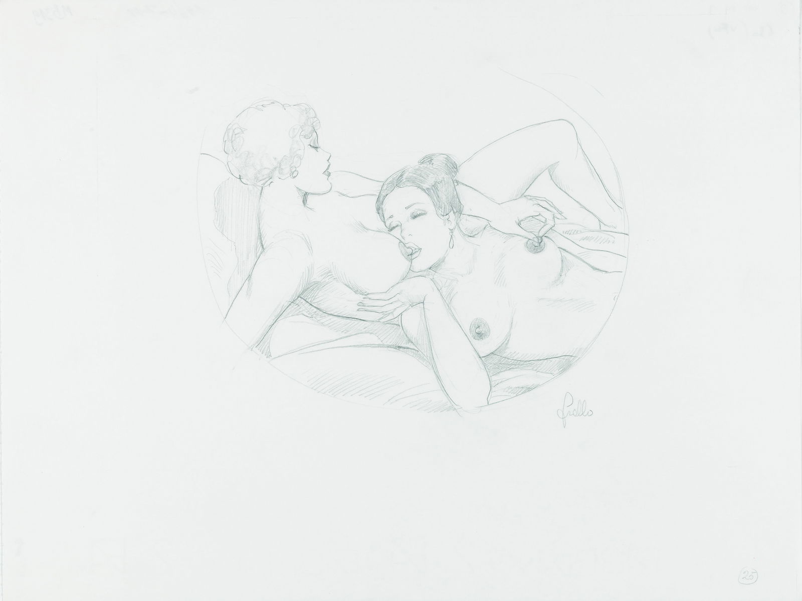 Frollo Leone - "Amanti", anni 80: Frollo Leone - "Amanti", anni 80 ITA matita su carta, 32 x 24 cm Firmato.________________________________________________________________ENG pencil on paper. Signed.