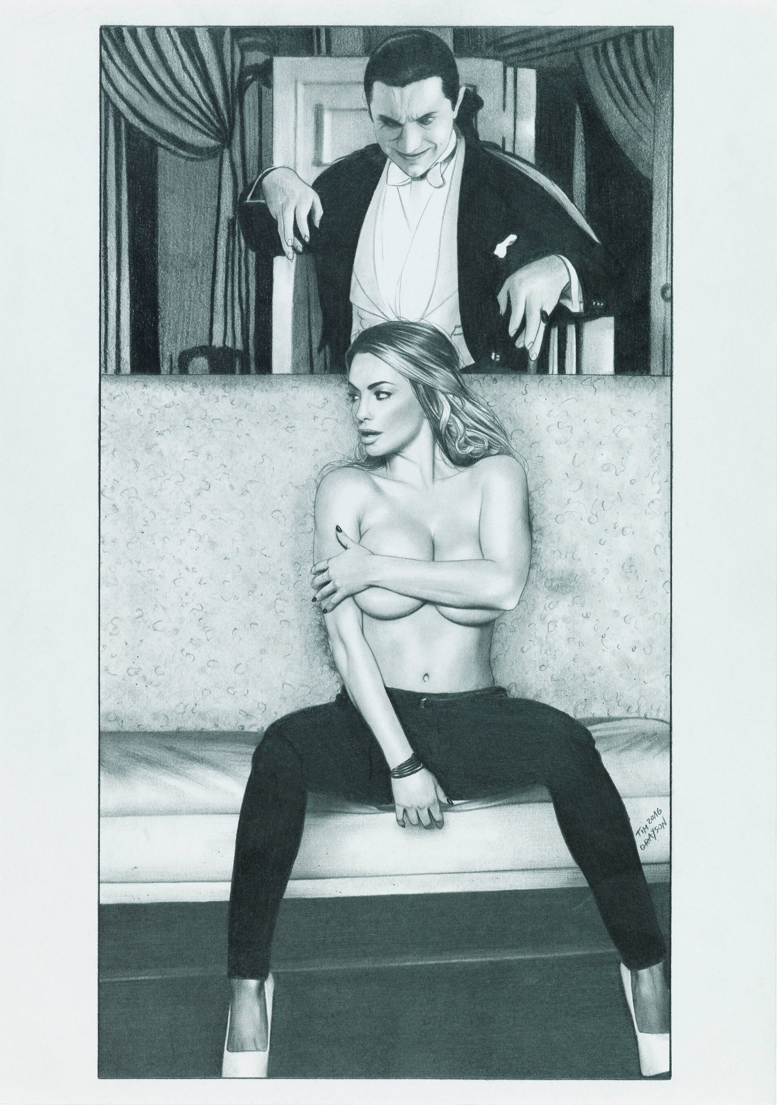 Grayson Tim - "Dracula", 2016: Grayson Tim - "Dracula", 2016 ITA matita su carta, 21 x 29,5 cm Firmato e datato.________________________________________________________________ENG pencil on paper. Signed and dated.