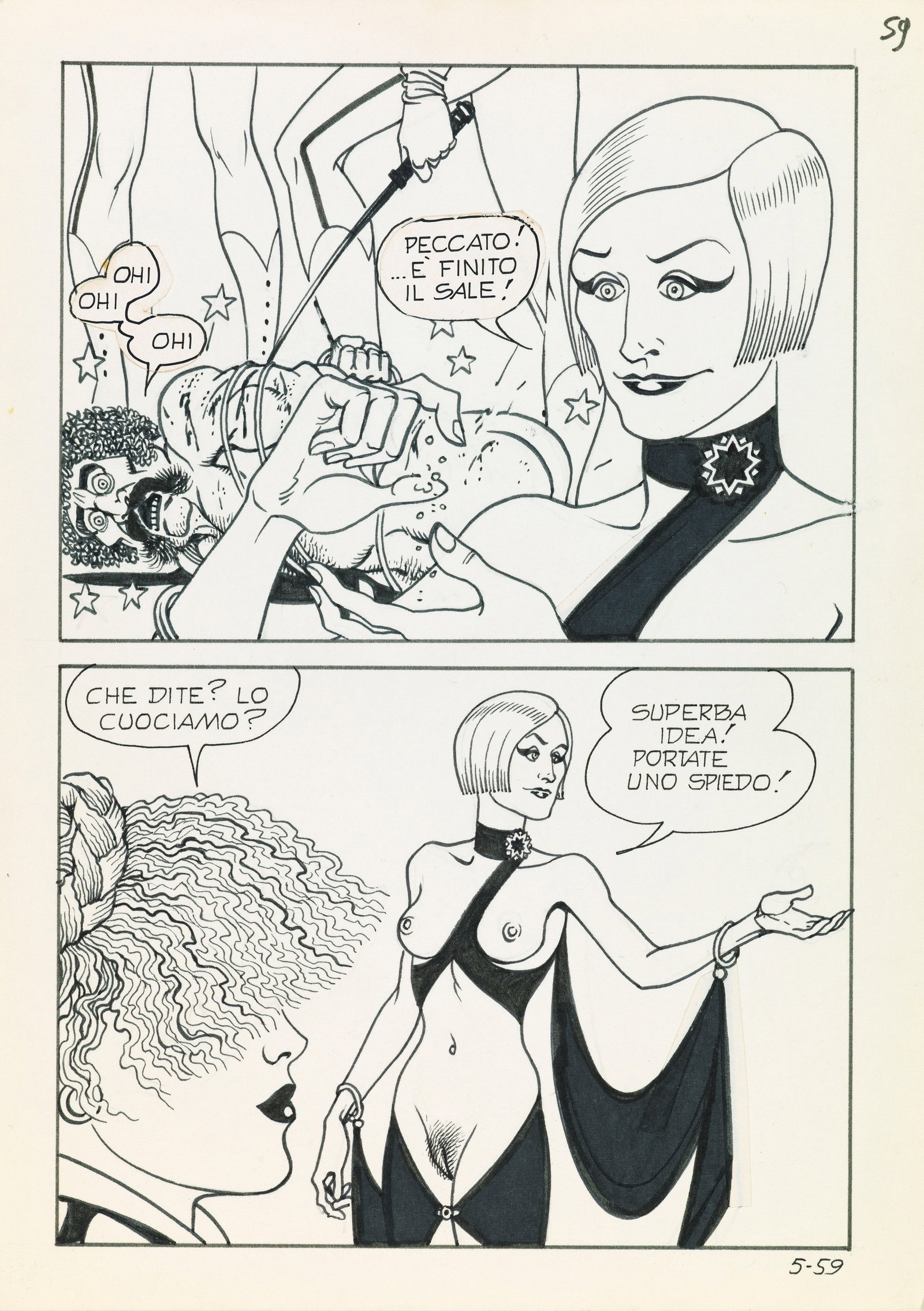 Magnus (Roberto Raviola) - "Necron - Nobiltà depravata", 1981: Magnus (Roberto Raviola) - "Necron - Nobiltà depravata", 1981 ITA matita e china su cartoncino, 17,5 x 25 cm Tavola originale realizzata da Magnus per "Nobiltà depravata", e