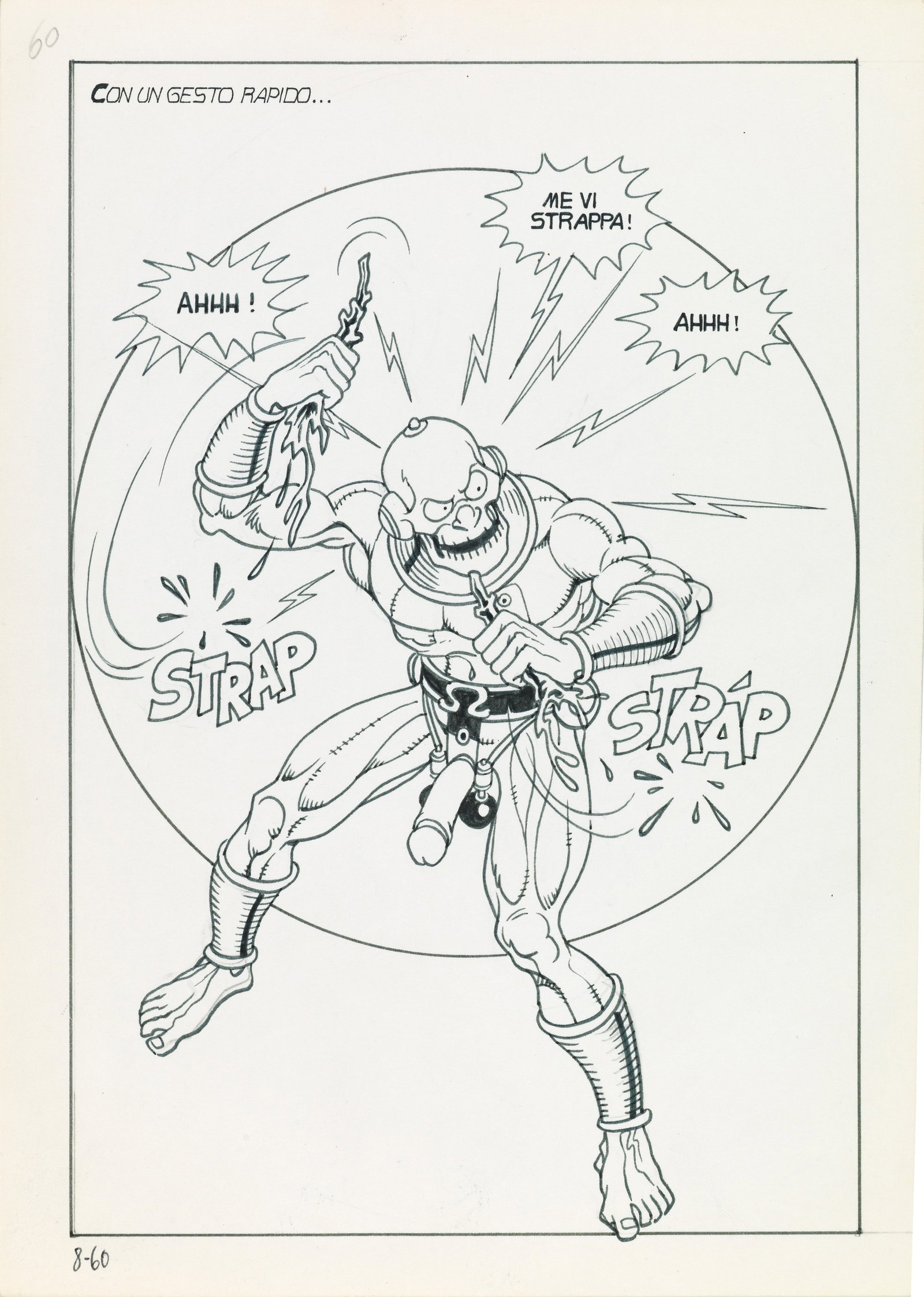 Magnus (Roberto Raviola) - "Necron - Gli uomini pesce", 1981: Magnus (Roberto Raviola) - "Necron - Gli uomini pesce", 1981 ITA matita e china su cartoncino, 17,5 x 25 cm Tavola originale realizzata da Magnus per "Gli uomini pesce", edita su Necr