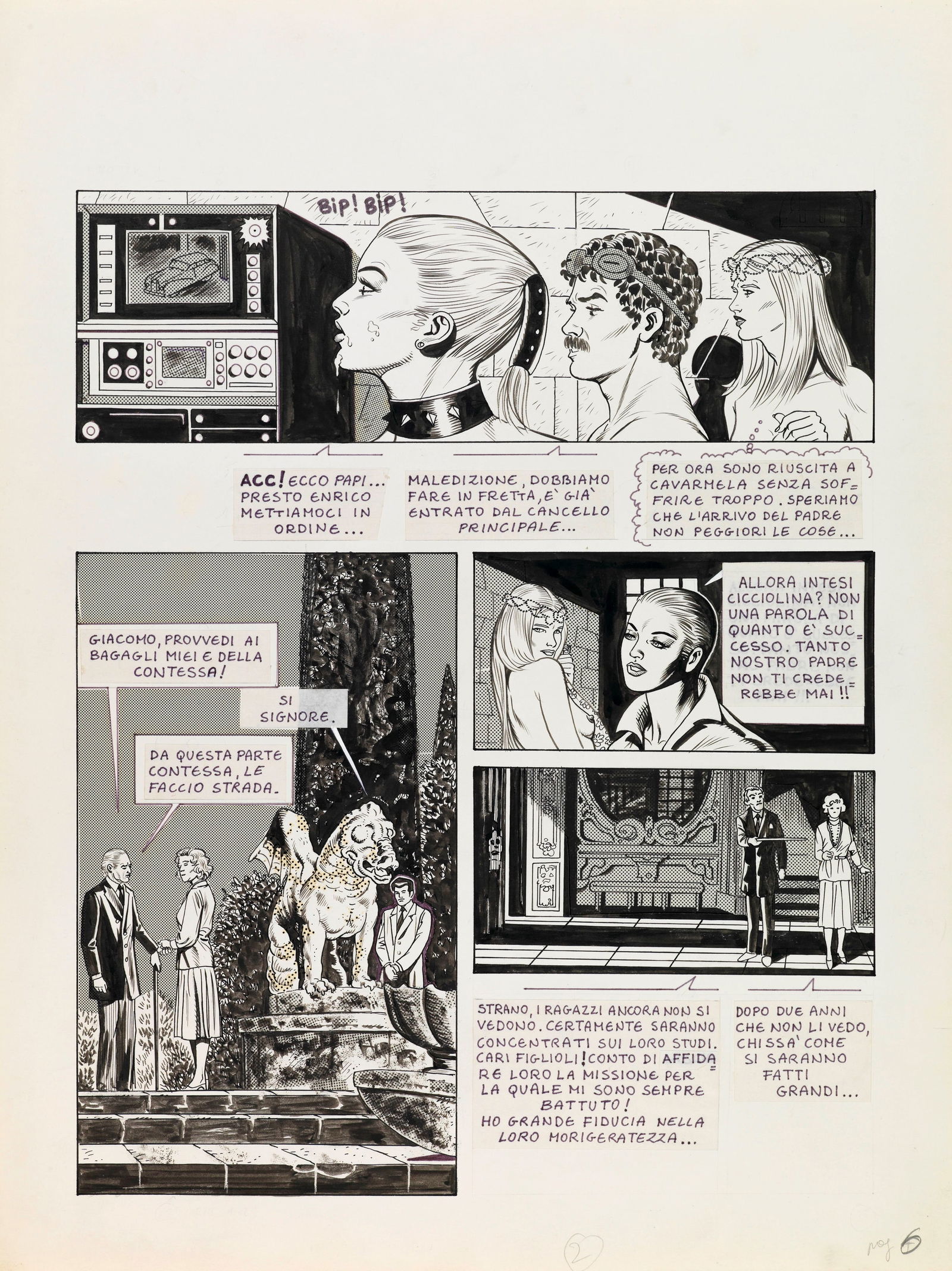 Romanini Giovanni - "Cicciolina", anni 80: Romanini Giovanni - "Cicciolina", anni 80 ITA matita, china e retino su cartoncino, 30 x 40 cm Tavola originare realizzata da Romanini per il fumetto erotico "Cicciolina", episodio 2