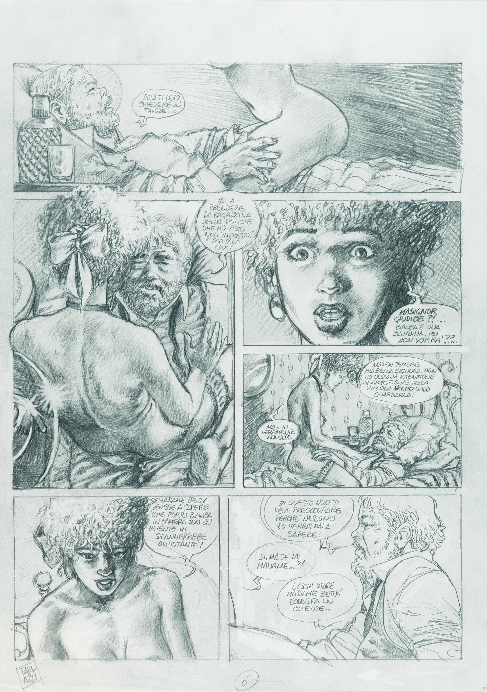 Tarlazzi Luca - "Nuvola Bianca", anni 80: Tarlazzi Luca - "Nuvola Bianca", anni 80 ITA matita su carta, 29,5 x 42 cm Tavola preliminare realizzata da Tarlazzi per un‘avventura erotica della sua Nuvola Bianca, edita a pag. 6 neg