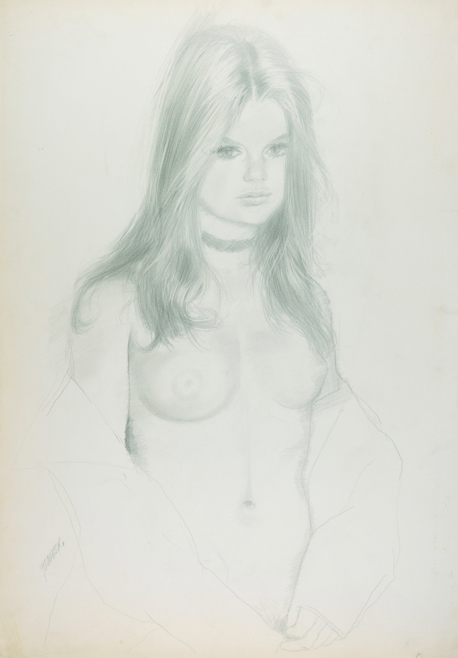 Tempesti Mario - "Jodie Foster", anni 70: Tempesti Mario - "Jodie Foster", anni 70 ITA matita su cartoncino, 49 x 70 cm Lievi pieghe al margine inferiore. Firmato.________________________________________________________________ENG p