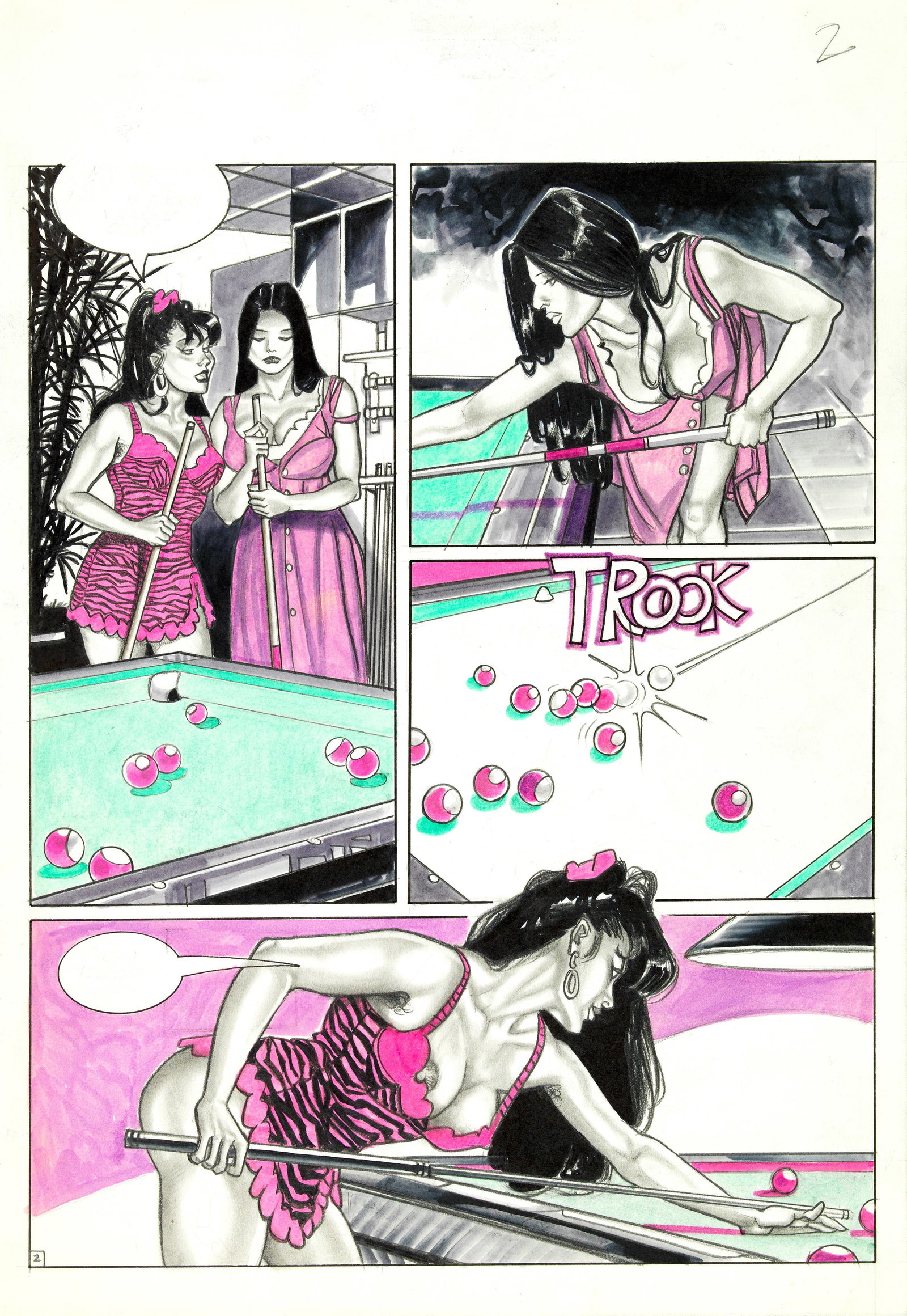 Casotto Giovanna - "Gioco di gruppo", anni ‘90: Casotto Giovanna - "Gioco di gruppo", anni ‘90 ITA tecnica mista su cartoncino, 25 x 36,5 cm Tavola originale realizzata dalla Casotto per l‘avventura erotica "Gioco di