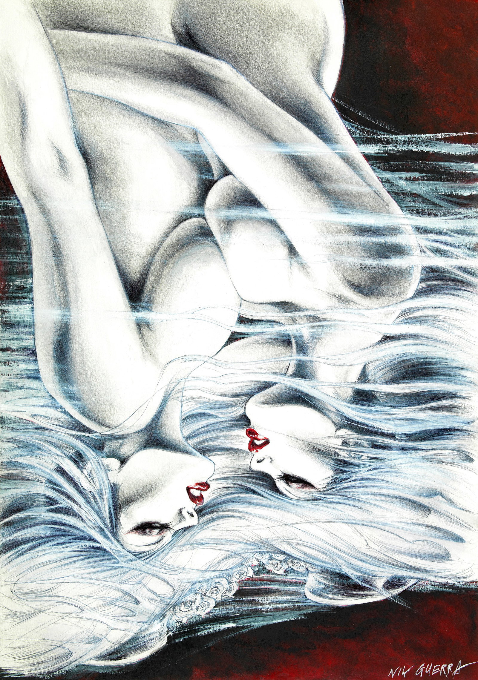 Guerra Nik - "Cocò e Cocò - Dreams are Strange", 2017: Guerra Nik - "Cocò e Cocò - Dreams are Strange", 2017 ITA tecnica mista su cartoncino, 42 x 30 cm Illustrazione originale realizzata da Guerra nel 2017. Opera pubblicata nel