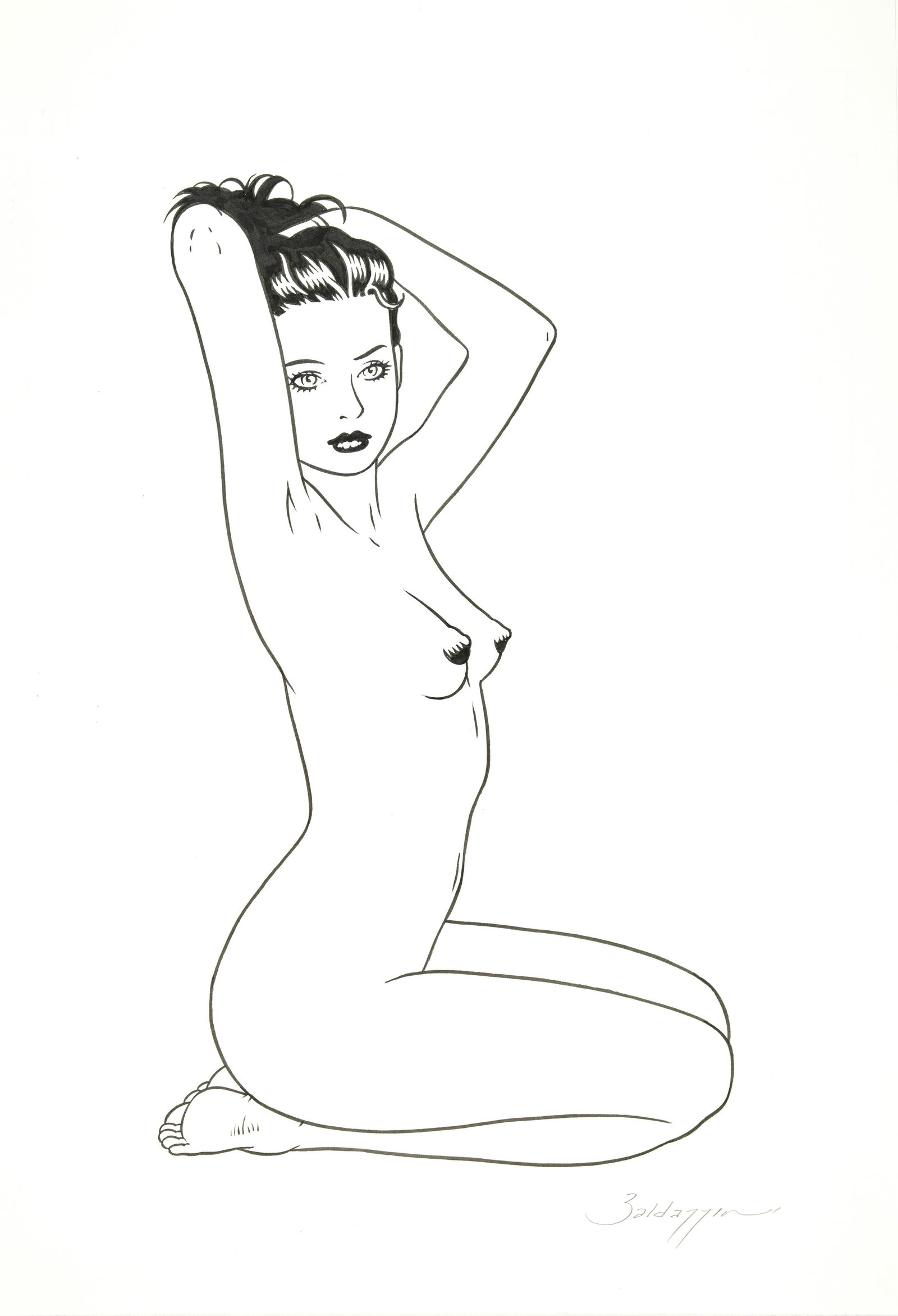 Baldazzini Roberto - "Gisi", 2023: Baldazzini Roberto - "Gisi", 2023 ITA matita e china su cartoncino, 33 x 48 cm Illustrazione originale realizzata da Baldazzini nel 2023. Firmata. _____________________________________________