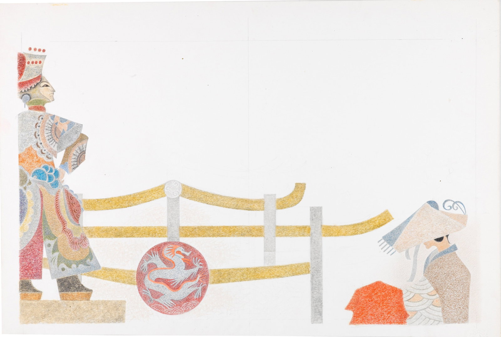 Ugo Fontana - Aladdin and the Wonderful Lamp, 1982: pastels, watercolor and tempera on cardboard 51 x 34 cm Original illustration made by Fontana for the fairy tale "Aladdin and the Wonderful Lamp" published in 1982.