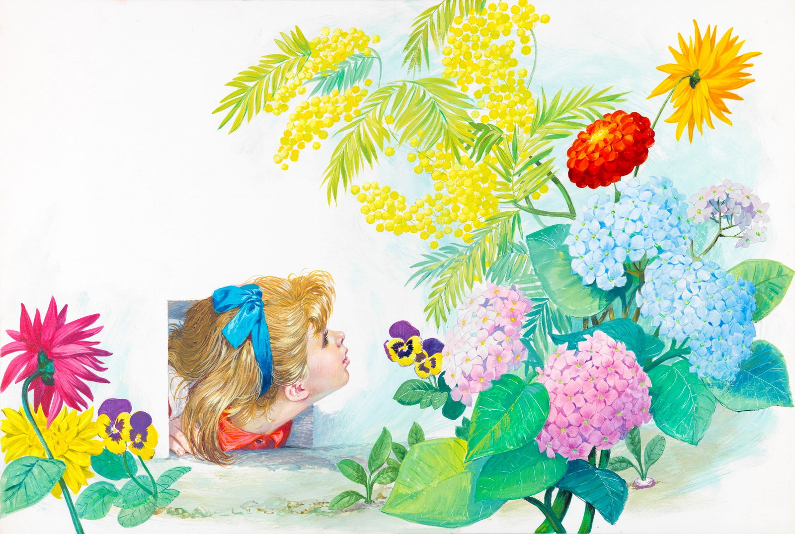Libico Maraja - Alice in Wonderland, 1968: tempera on cardboard 54 x 36,5 cm Original illustration made by Maraja for the novel "Alice in Wonderland" by Lewis Carroll, published in 1968.