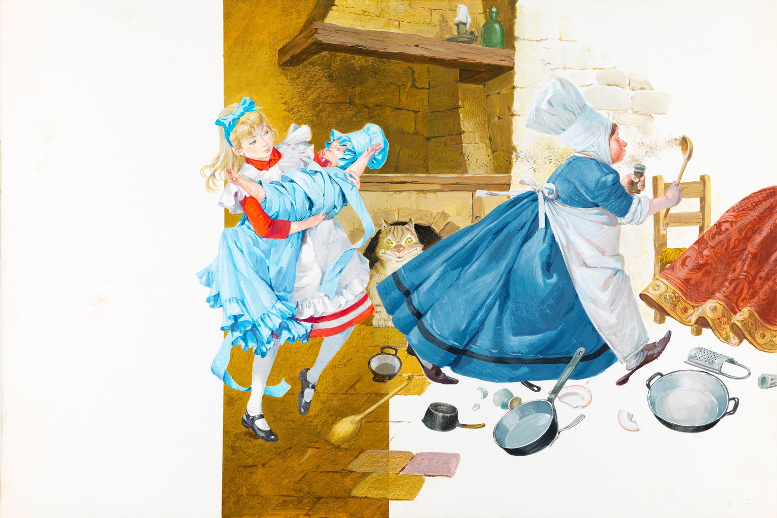 Libico Maraja - Alice in Wonderland, 1968: tempera on cardboard 54 x 36,5 cm Original illustration made by Maraja for the novel "Alice in Wonderland" by Lewis Carroll, published in 1968.