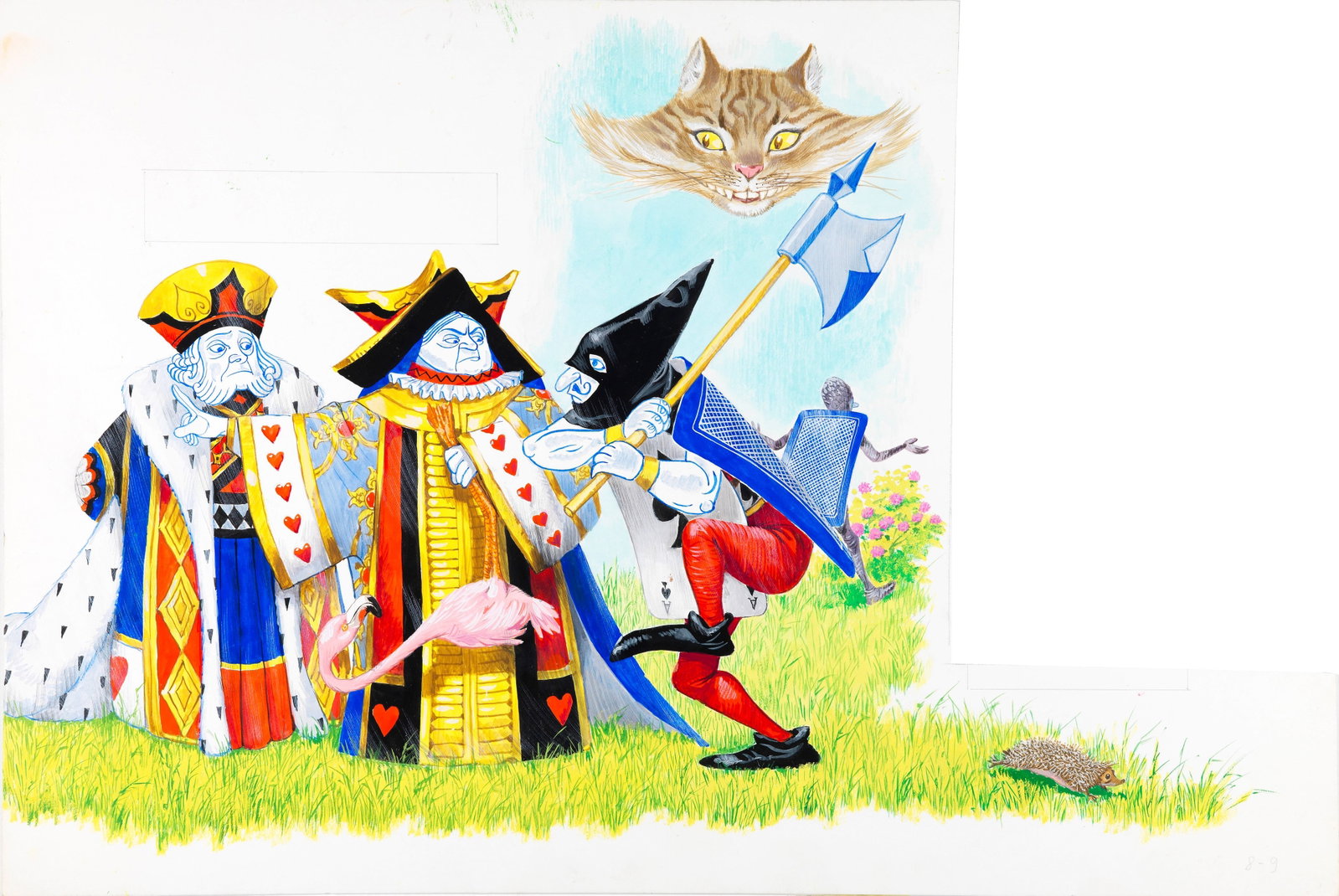 Libico Maraja - Alice in Wonderland, 1968: tempera on shaped cardboard 54 x 36,5 cm Original illustration made by Maraja for the novel "Alice in Wonderland" by Lewis Carroll, published in 1968.
