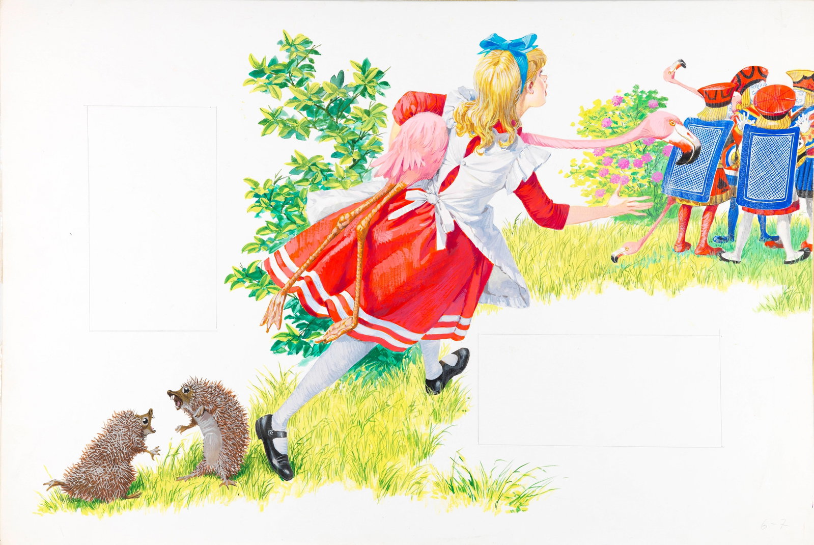 Libico Maraja - Alice in Wonderland, 1968: tempera on cardboard 54 x 36,5 cm Original illustration made by Maraja for the novel "Alice in Wonderland" by Lewis Carroll, published in 1968.