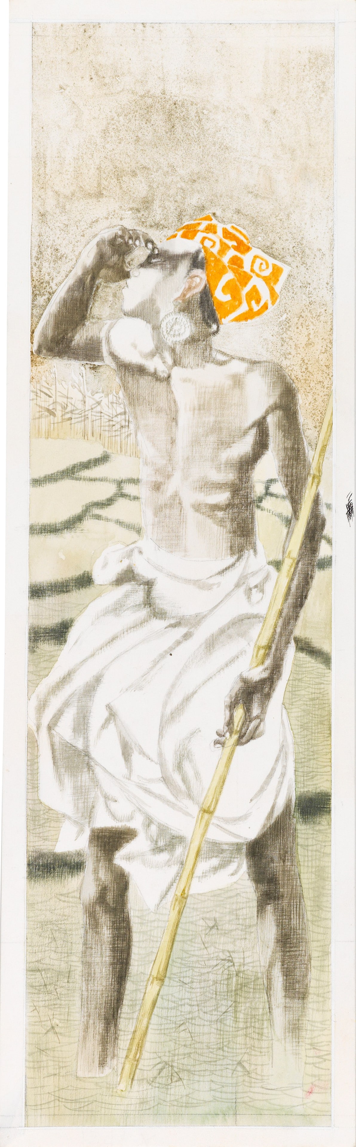 Gianni Benvenuti - Indonesian fairy tales, 1960: tempera on cardboard 12 x 38,5 cm Original illustration made by Benvenuti for "Indonesian Fairy Tales" published in 1960.