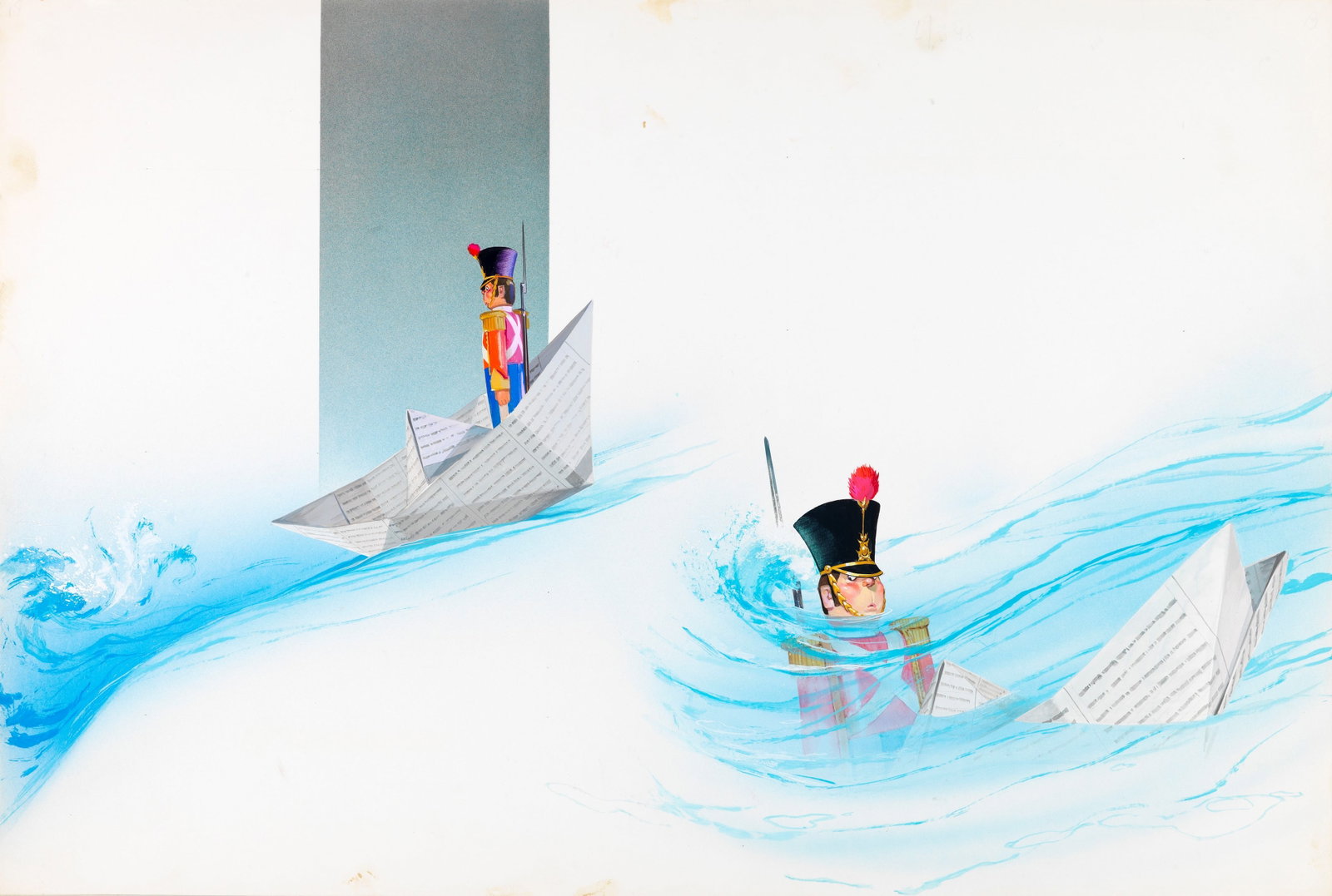 Pikka (Piero Cattaneo) - The Tin Soldier, 1966: tempera on cardboard 54 x 36,5 cm Original illustration made by Pikka for the fairy tale "The Tin Soldier" published in 1966.