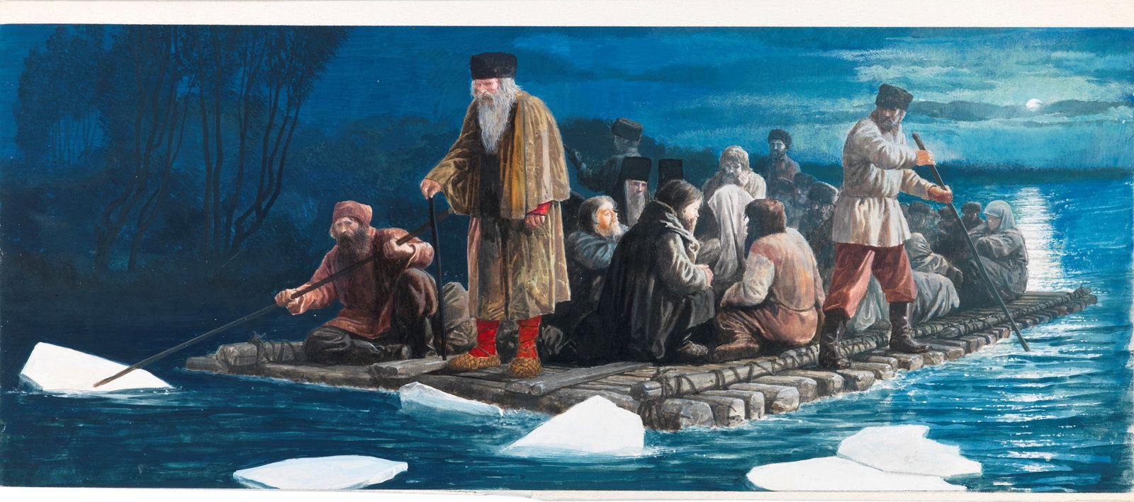 Gianni Benvenuti - Michael Strogoff, 1965: tempera on cardboard 50 x 22 cm Original illustration made by Benvenuti for the novel "Michel Strogoff" by Jules Verne, published in 1965.