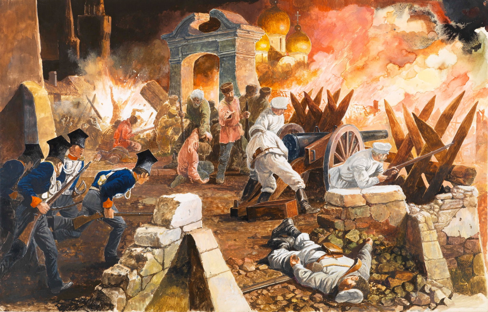 Gianni Benvenuti - Michael Strogoff, 1965: tempera on cardboard 50 x 32 cm Original illustration made by Benvenuti for the novel "Michel Strogoff" by Jules Verne, published in 1965.