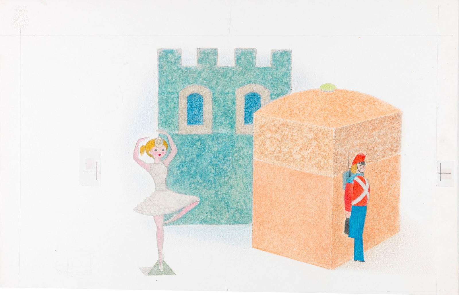 Ugo Fontana - The Tin Soldier, 1982: pastels, watercolor and tempera on cardboard 51 x 32,5 cm Original illustration made by Fontana for the fairy tale "The Lead Soldier" published in 1982.