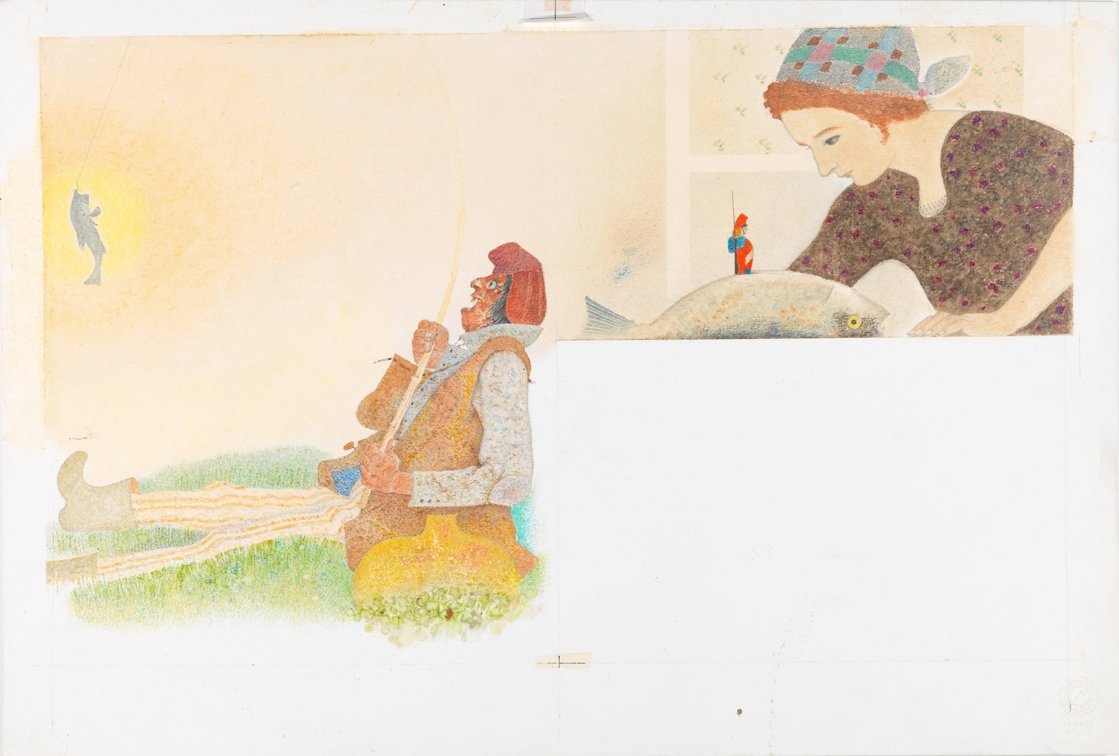 Ugo Fontana - The Tin Soldier, 1982: pastels, watercolor and tempera on cardboard 51 x 34,5 cm Original illustration made by Fontana for the fairy tale "The Lead Soldier" published in 1982.