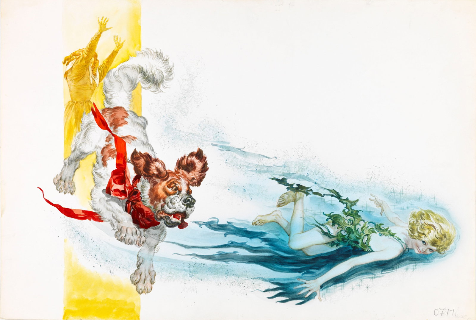 Ferri (Rino Ferrari) - Peter Pan, 1968: tempera on cardboard 54 x 36,5 cm Original illustration made by Ferri for the fairy tale "Peter Pan" published in 1968.