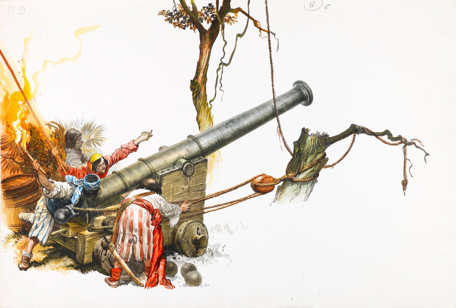 Ferri (Rino Ferrari) - Peter Pan, 1968: tempera on cardboard 54 x 36,5 cm Original illustration made by Ferri for the fairy tale "Peter Pan" published in 1968.