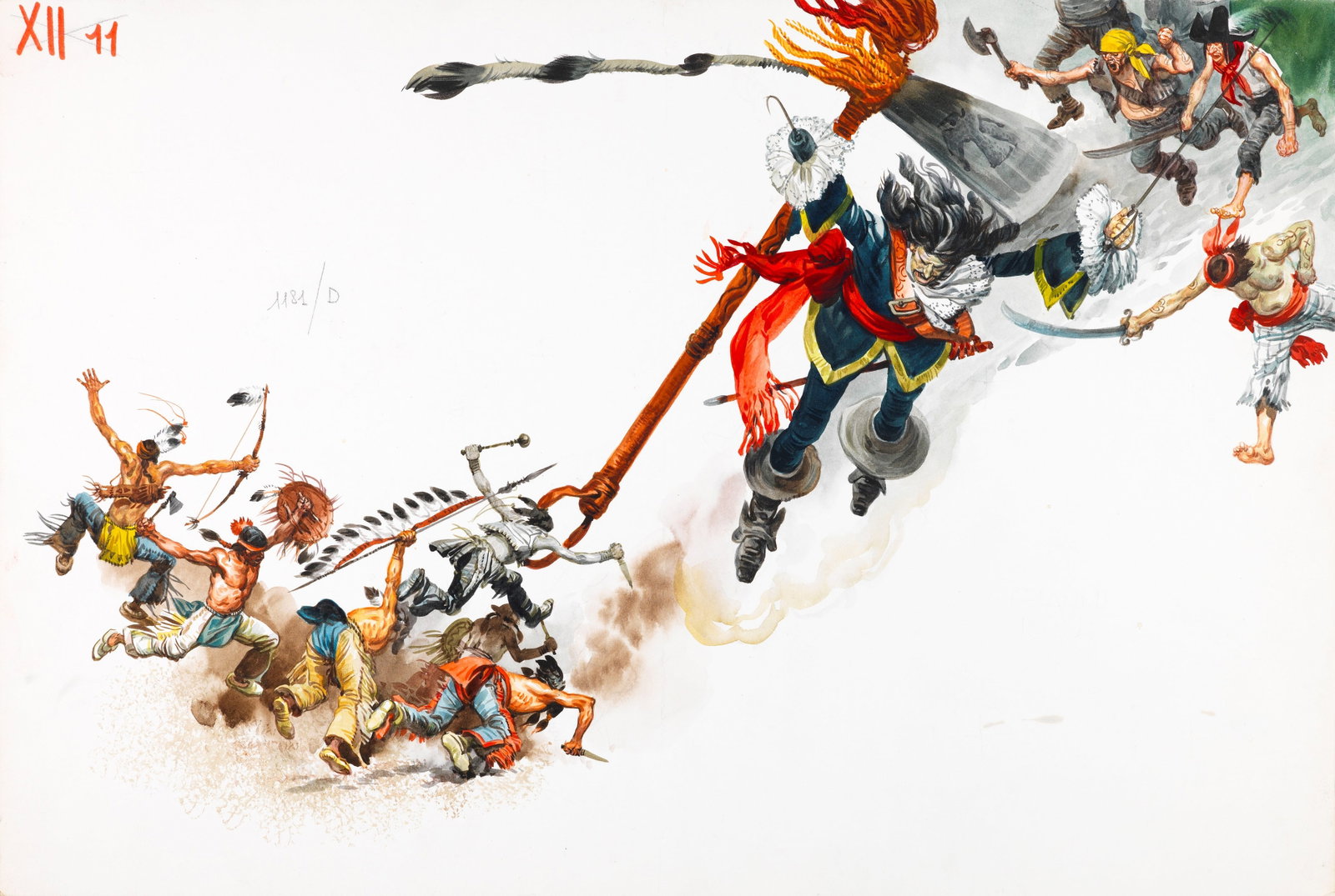 Ferri (Rino Ferrari) - Peter Pan, 1968: tempera on cardboard 54 x 36,5 cm Original illustration made by Ferri for the fairy tale "Peter Pan" published in 1968.