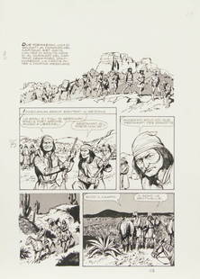 Albertarelli Rino: Geronimo – Apache vuol dire nemico, 1974Tavola originale per il secondo numero della collana I protagonisti, edita a pag. 69 dalla Daiman Press. Pencil and ink on thin cardboard. Original art for