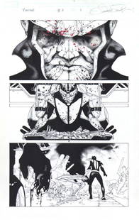 Bianchi Simone: Thanos vol. 3, 2013Evocativa tavola originale per la prima pagina del terzo volume di Thanos, personaggio frutto del genio di Bianchi.Firmata in alto a destra.Pencil, ink and body colour on Marvel