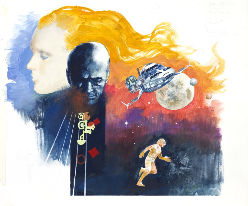 Jacono Carlo: Illustrazione fantascientifica, anni ’60-‘70 Traccia di adesivo al margine sinistro. Body colour on cardboard.