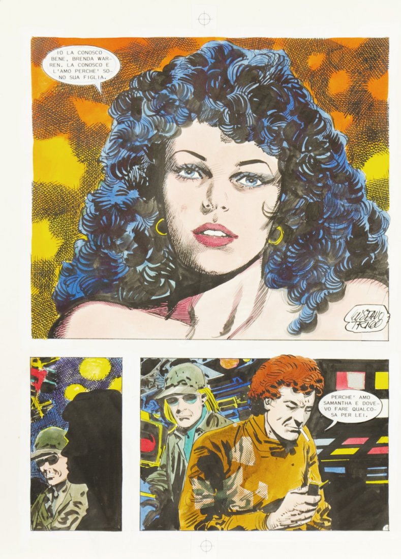 Trigo Gustavo: Tavola per Skorpio, anni ’70-‘80 Firmata nella prima vignetta. Mixed technique on thin cardboard. Signed on the first panel.