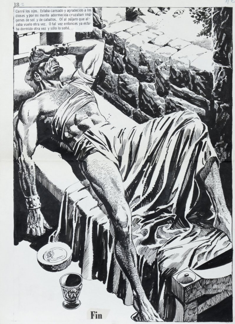 Villagràn Ricardo: Nippur di Lagash, primi anni ‘80 Tavola originale a pannello unico di un’avventura della storica saga argentina Nippur di Lagash, edita in Italia a partire dal 1983 su Lanciostory. Piegha vertical