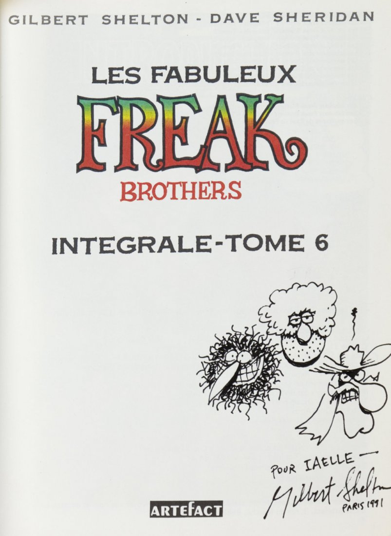 Shelton Gilbert: MausSketch originale eseguito da Spiegelman sulla terza pagina del volume Maus edizione francese del 1987. Firmato.Ink on paper. Original sketch drawn by Spiegelman in the third page of Volume Maus, f