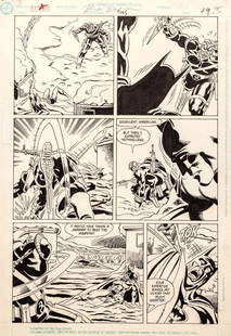 Aparo Jim: Batman - "Red Square! BloodySquare!", 1990 Tavola originale per "Red Square! Bloody Square!", edita su Batman n.445 dalla DC Comics nel 1990. Chine di Mike De Carlo. Firmata dall'autore dei testi