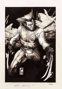 Bianchi Simone: Wolverine - Ultimate Origins n.1, 2007 Originale di copertina per Wolverine - Ultimate Origins n.1 variant cover, edito nel 2008 da Marvel Comics. Firmata e datata. Si allega C.o.a. dell'artista. 