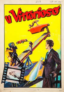 Caesar Curt: Il Vittorioso, 1951 Originale di copertina realizzato da Caesar per Il Vittorioso n.9, anno XV, del 1951. Firmato. Ink and tempera on cardboard. Original cover drawn by Caesar for “Il